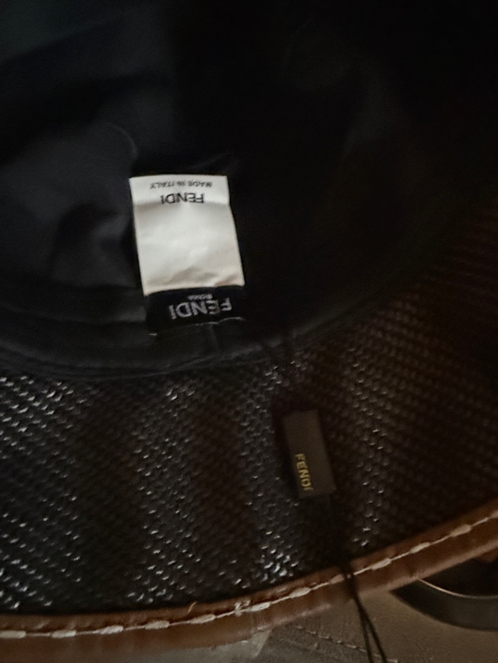 Fendi Black and Brown Hat with Branded Tag